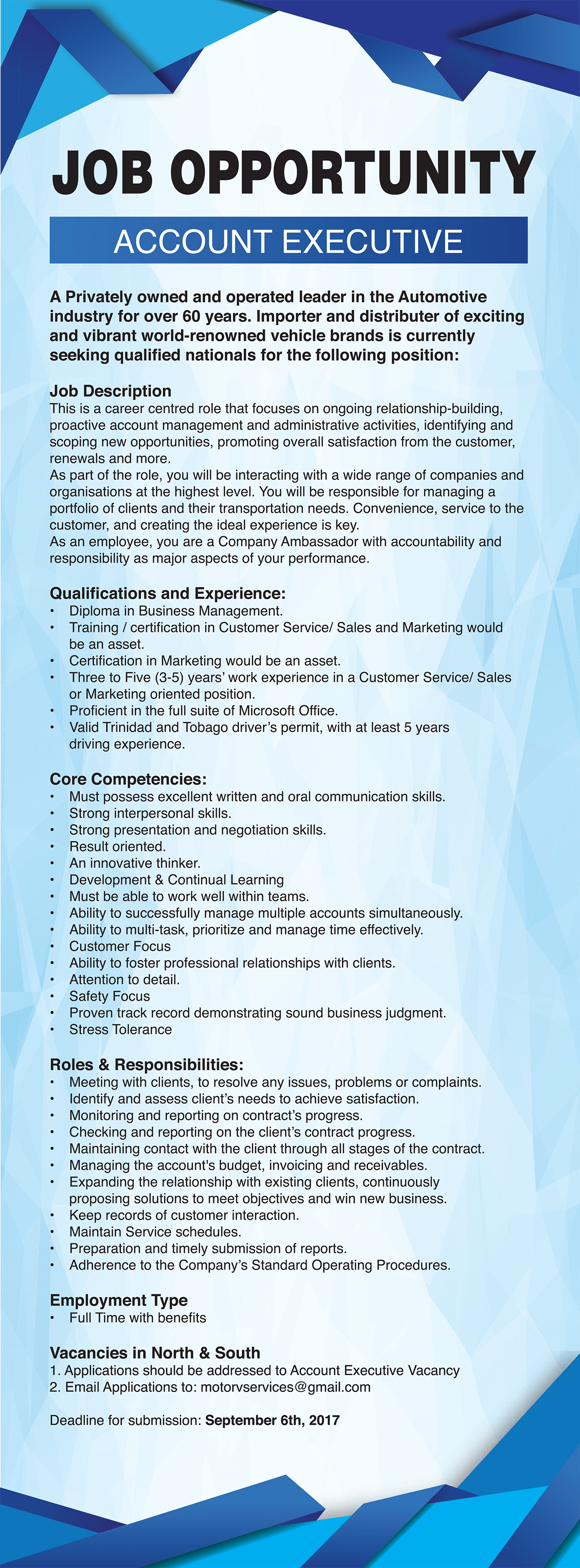 Vacancy - Account Executive